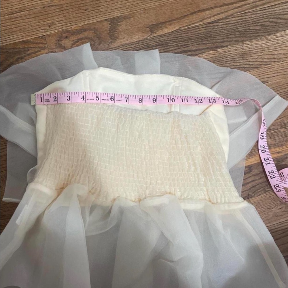 Ivory Organza Floral Accent Women's Top - Picture 3 of 4